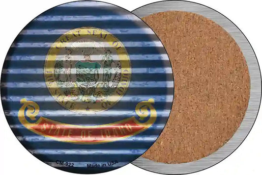 Idaho Flag Corrugated Effect Novelty Circle Coaster Set of 4