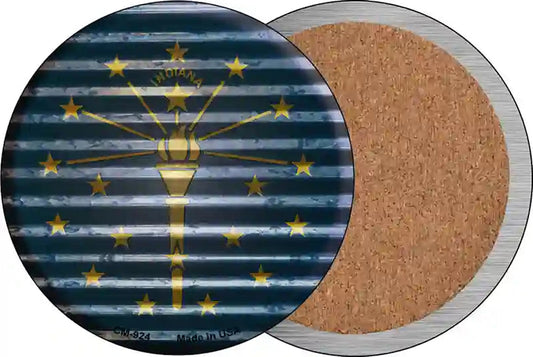 Indiana Flag Corrugated Effect Novelty Circle Coaster Set of 4
