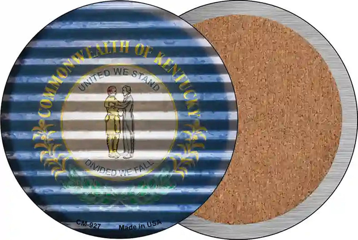 Kentucky Flag Corrugated Effect Novelty Circle Coaster Set of 4