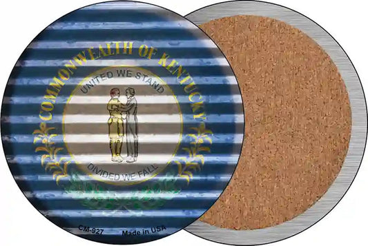 Kentucky Flag Corrugated Effect Novelty Circle Coaster Set of 4