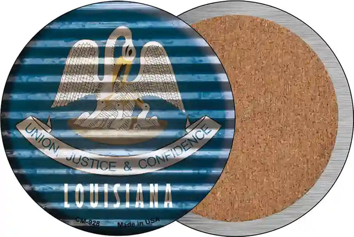 Louisiana Flag Corrugated Effect Novelty Circle Coaster Set of 4