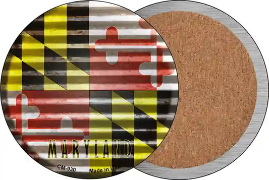Maryland Flag Corrugated Effect Novelty Circle Coaster Set of 4