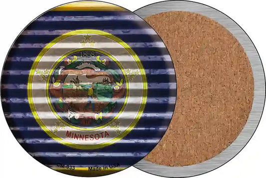 Minnesota Flag Corrugated Effect Novelty Circle Coaster Set of 4