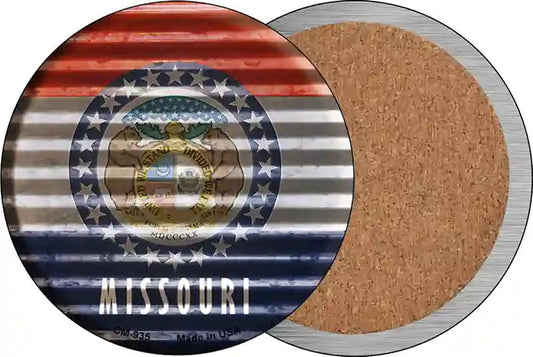 Missouri Flag Corrugated Effect Novelty Circle Coaster Set of 4