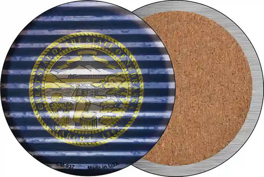 Nebraska Flag Corrugated Effect Novelty Circle Coaster Set of 4