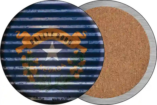 Nevada Flag Corrugated Effect Novelty Circle Coaster Set of 4