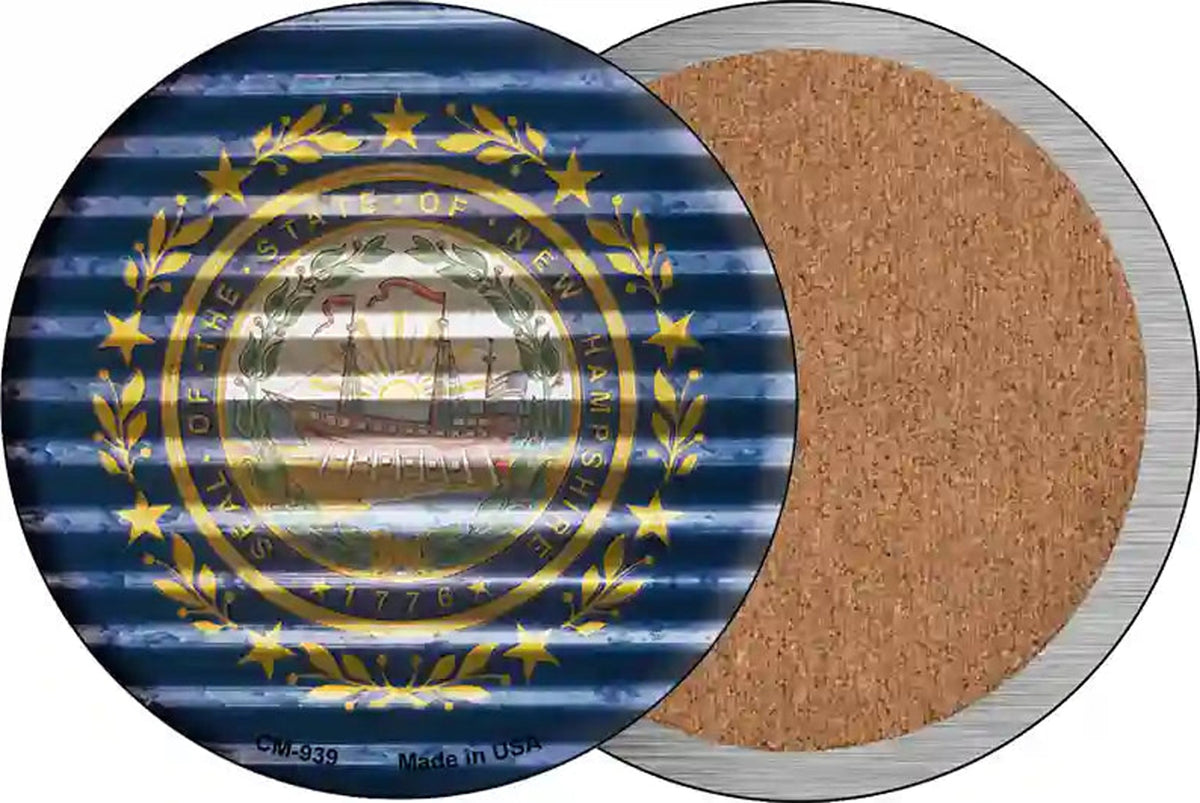 New Hampshire Flag Corrugated Effect Novelty Circle Coaster Set of 4