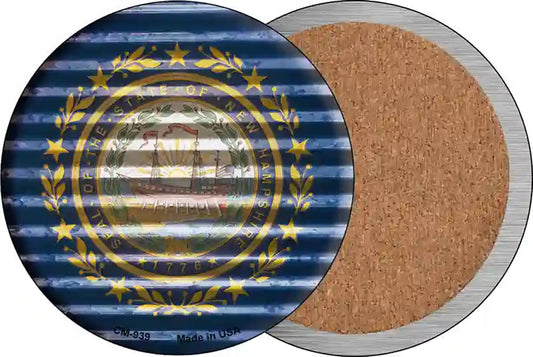 New Hampshire Flag Corrugated Effect Novelty Circle Coaster Set of 4