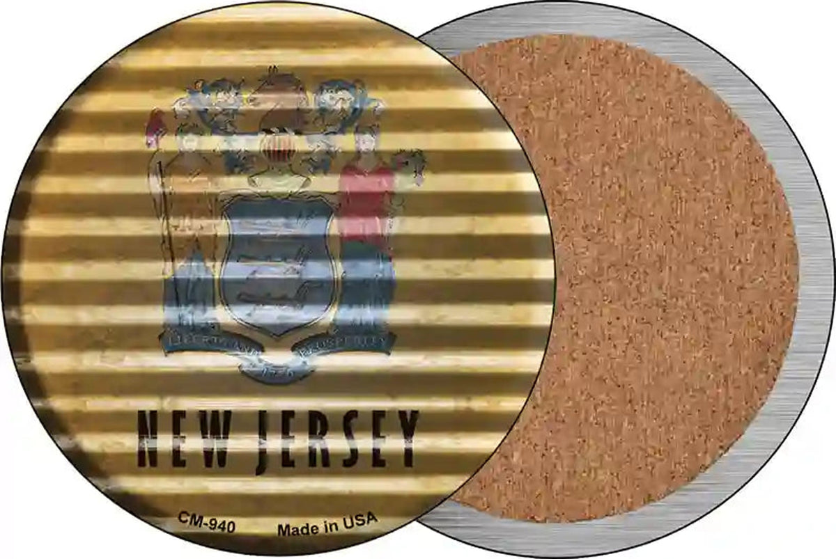 New Jersey Flag Corrugated Effect Novelty Circle Coaster Set of 4