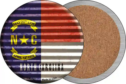 North Carolina Flag Corrugated Effect Novelty Circle Coaster Set of 4