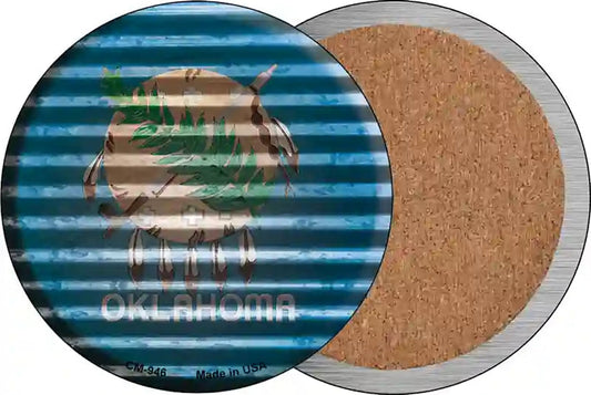 Oklahoma Flag Corrugated Effect Novelty Circle Coaster Set of 4