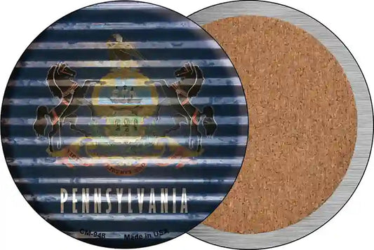 Pennsylvania Flag Corrugated Effect Novelty Circle Coaster Set of 4