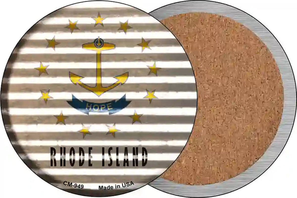 Rhode Island Flag Corrugated Effect Novelty Circle Coaster Set of 4