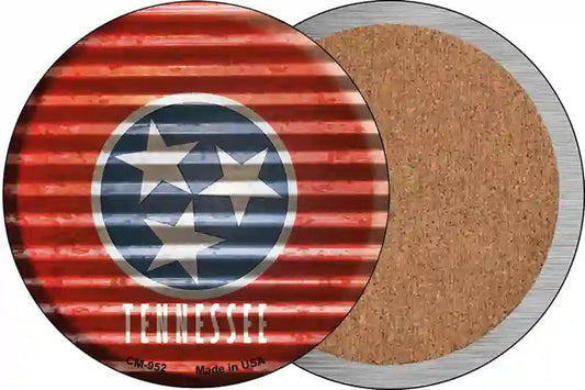 Tennessee Flag Corrugated Effect Novelty Circle Coaster Set of 4