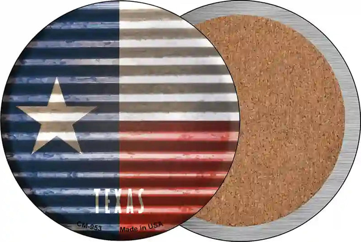 Texas Flag Corrugated Effect Novelty Circle Coaster Set of 4