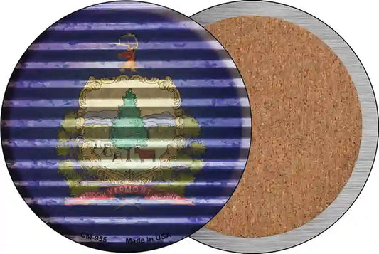 Vermont Flag Corrugated Effect Novelty Circle Coaster Set of 4