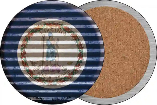 Virginia Flag Corrugated Effect Novelty Circle Coaster Set of 4