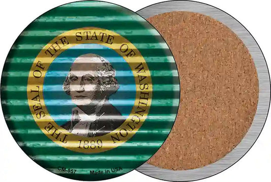 Washington Flag Corrugated Effect Novelty Circle Coaster Set of 4