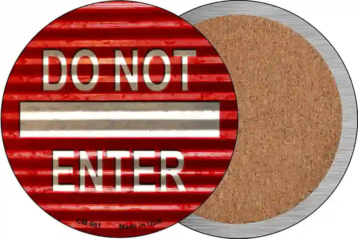 Do Not Enter Corrugated Novelty Circle Coaster Set of 4