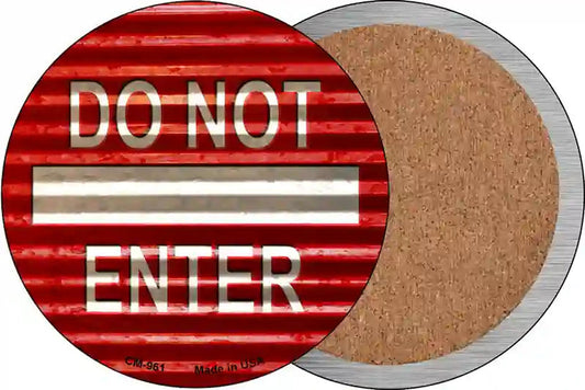 Do Not Enter Corrugated Novelty Circle Coaster Set of 4