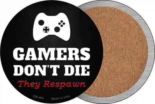 Round Controller Gamers Dont Die Novelty Circle Coaster Set of 4