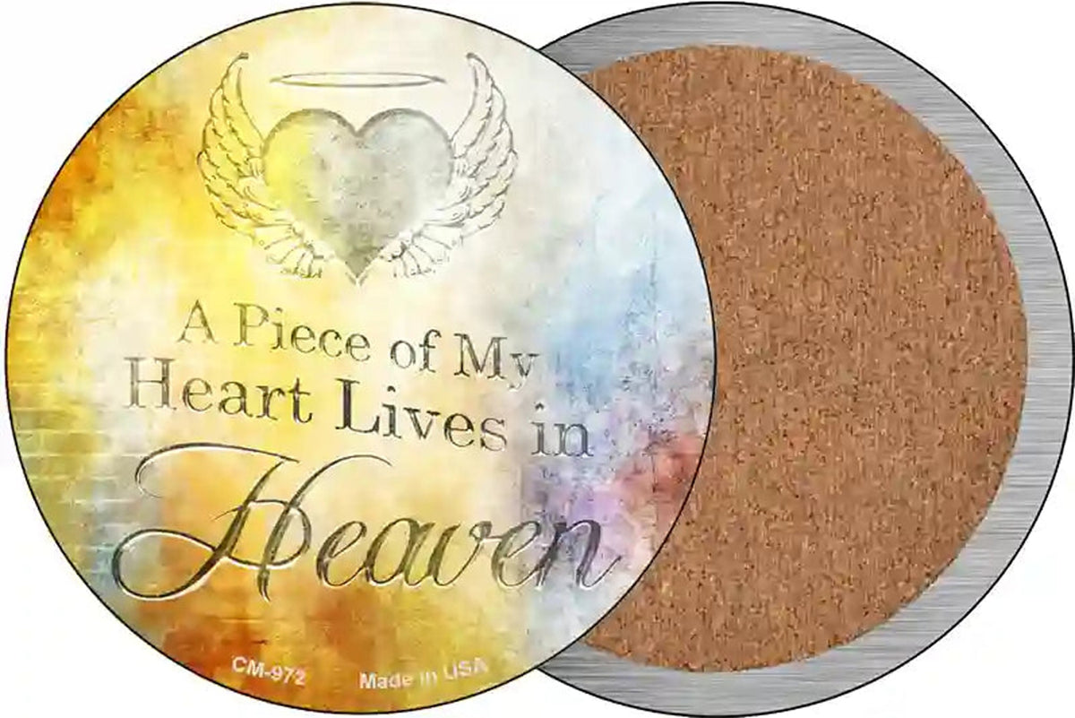 Heart Lives In Heaven Novelty Circle Coaster Set of 4