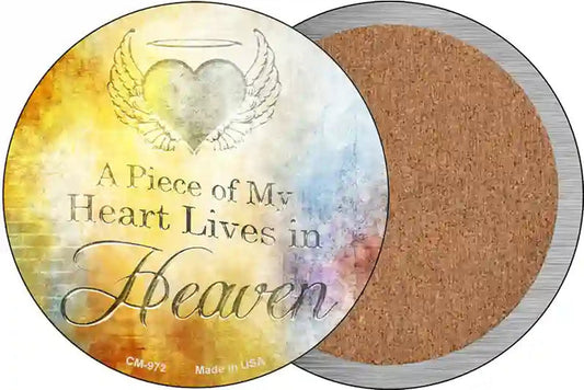 Heart Lives In Heaven Novelty Circle Coaster Set of 4