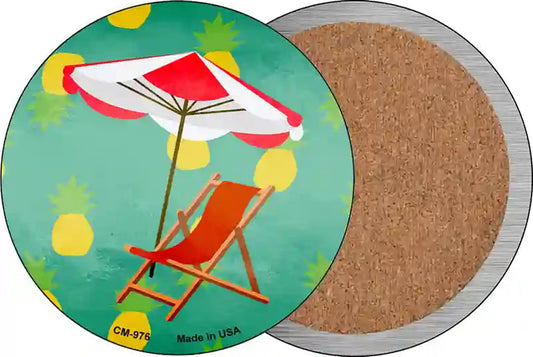 Chair and Umbrella Novelty Circle Coaster Set of 4