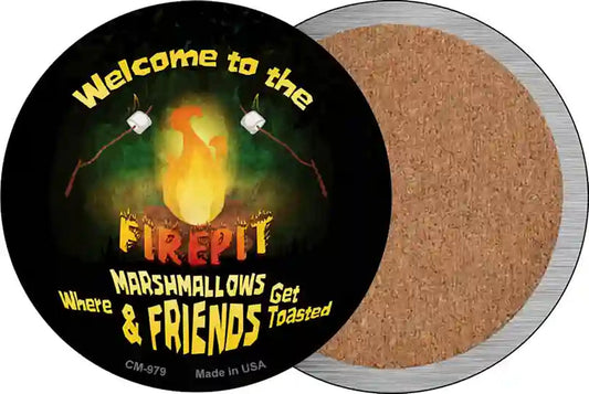 Welcome to the Firepit Novelty Circle Coaster Set of 4