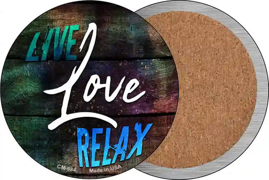 Live Love Relax Novelty Circle Coaster Set of 4