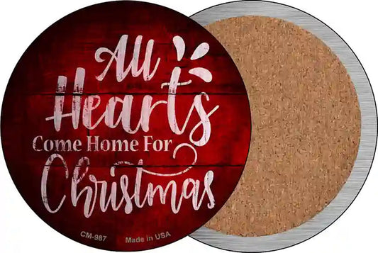 Come Home For Christmas Novelty Circle Coaster Set of 4