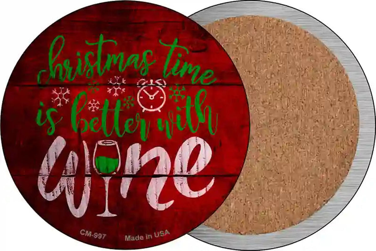 Better With Wine Novelty Circle Coaster Set of 4