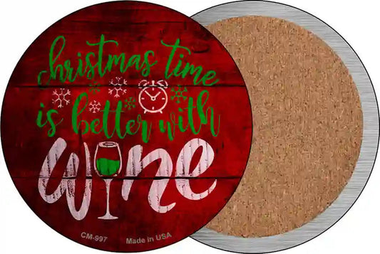 Better With Wine Novelty Circle Coaster Set of 4