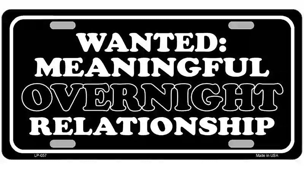 Wanted Meaningful Overnight Relationship Novelty Metal License Plate