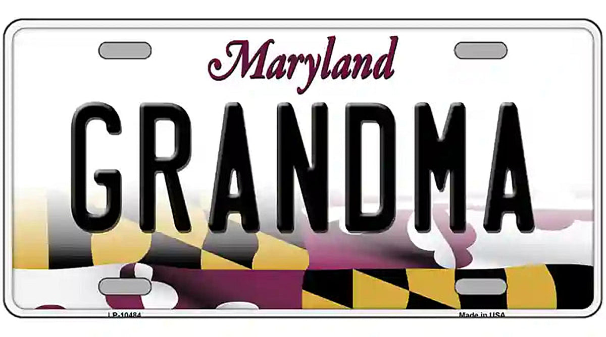 Grandma Maryland Metal Novelty License Plate