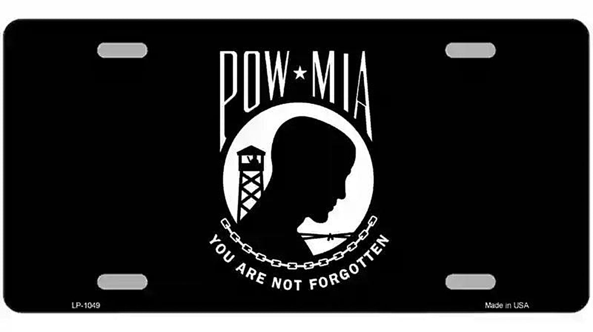 POW MIA Black Flag Novelty Metal License Plate