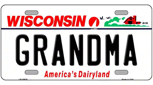 Grandma Wisconsin Metal Novelty License Plate