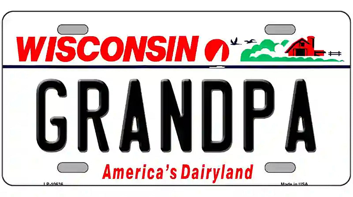 Grandpa Wisconsin Metal Novelty License Plate