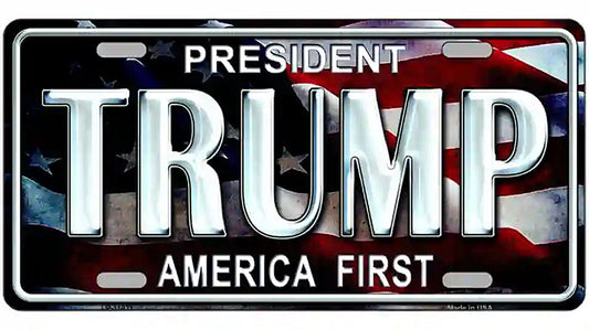 Trump America First Metal Novelty License Plate