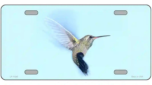 Hummingbird In Flight, Blue Novelty Metal License Plate