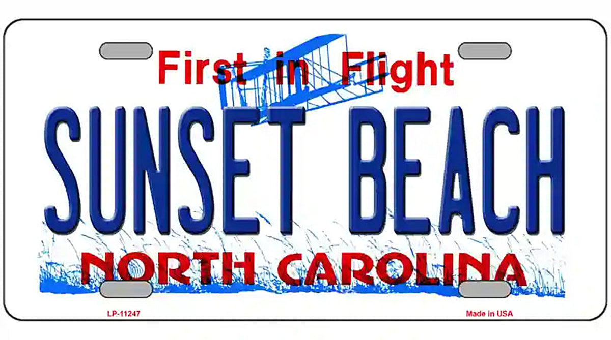 Sunset Beach North Carolina State Novelty Metal License Plate