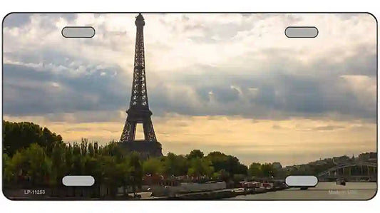 Eiffel Tower Day Overlooking Water Novelty Metal License Plate