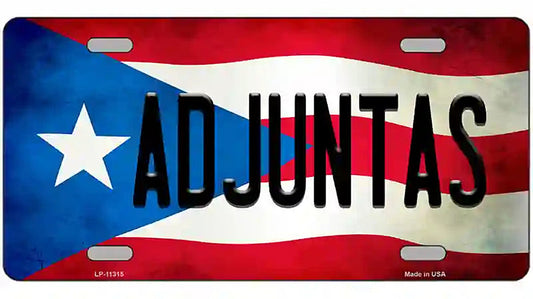 Adjuntas Puerto Rico Flag License Plate Metal Novelty