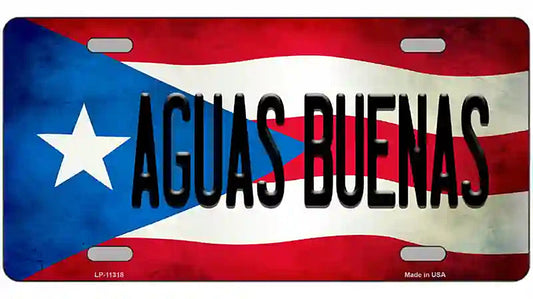 Aguas Buenas Puerto Rico Flag License Plate Metal Novelty