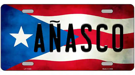 Anasco Puerto Rico Flag License Plate Metal Novelty