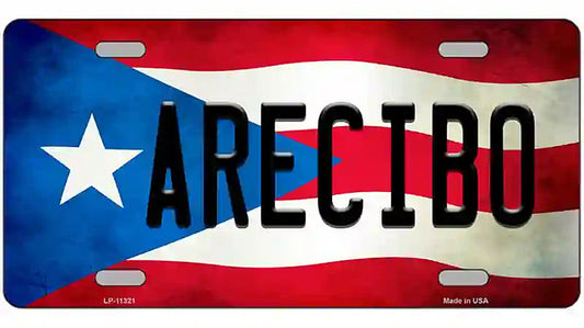 Arecibo Puerto Rico Flag License Plate Metal Novelty