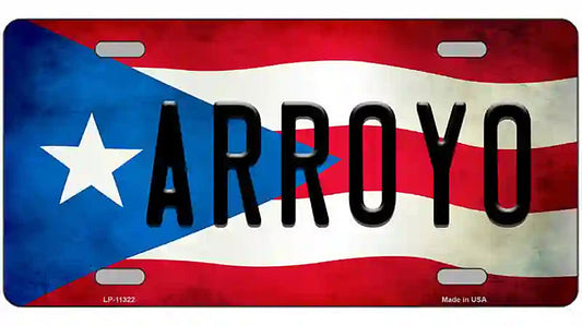 Arroyo Puerto Rico Flag License Plate Metal Novelty