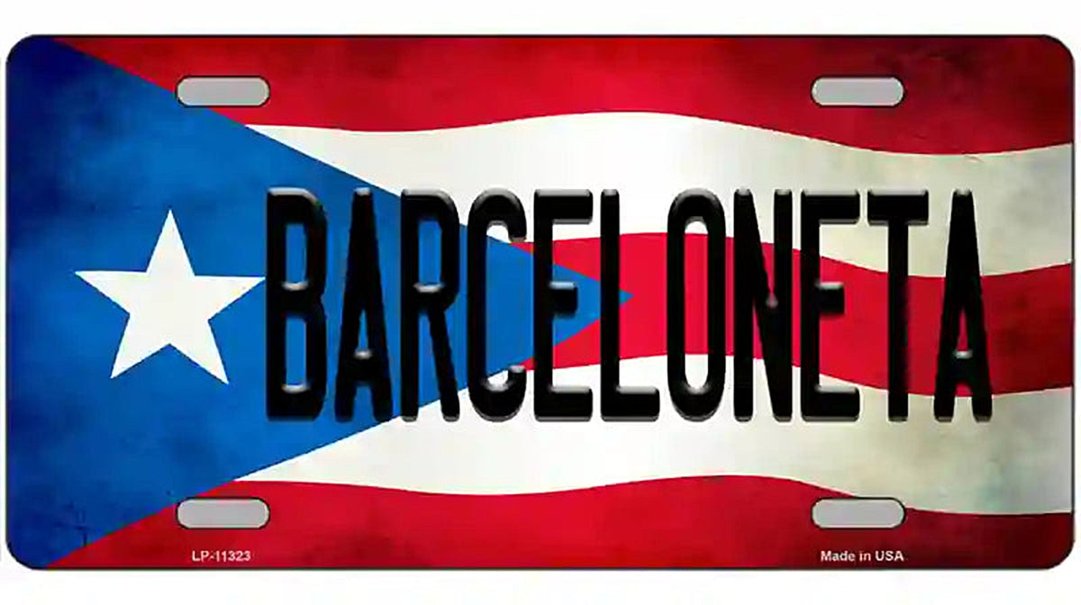 Barceloneta Puerto Rico Flag License Plate Metal Novelty
