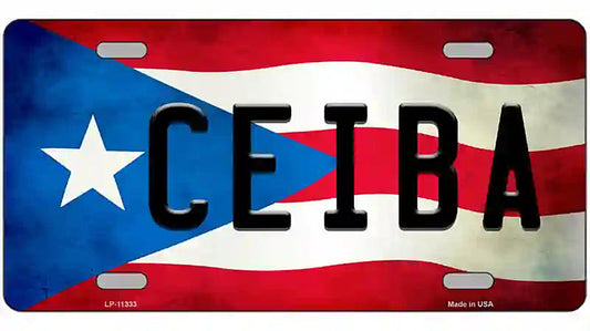 Ceiba Puerto Rico Flag License Plate Metal Novelty