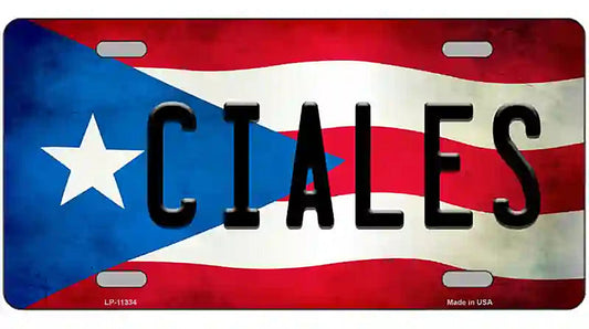 Ciales Puerto Rico Flag License Plate Metal Novelty